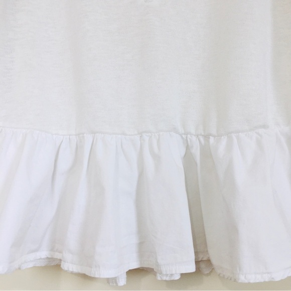Mango Y2K Boho Oversize White Peplum Ruffle Hem Cropped Short Sleeve Preppy Top - Picture 9 of 16
